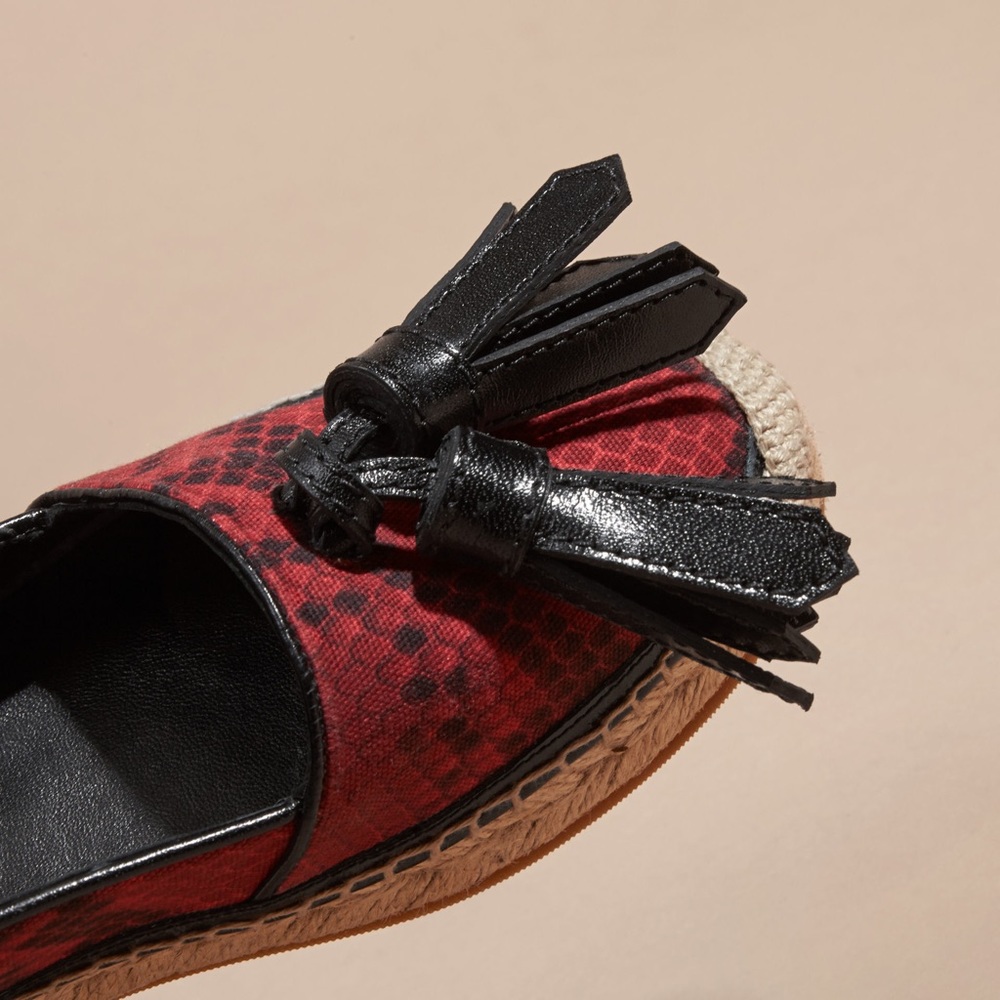 Burberry Tasseled Python Print Espadrilles In Red - image 2